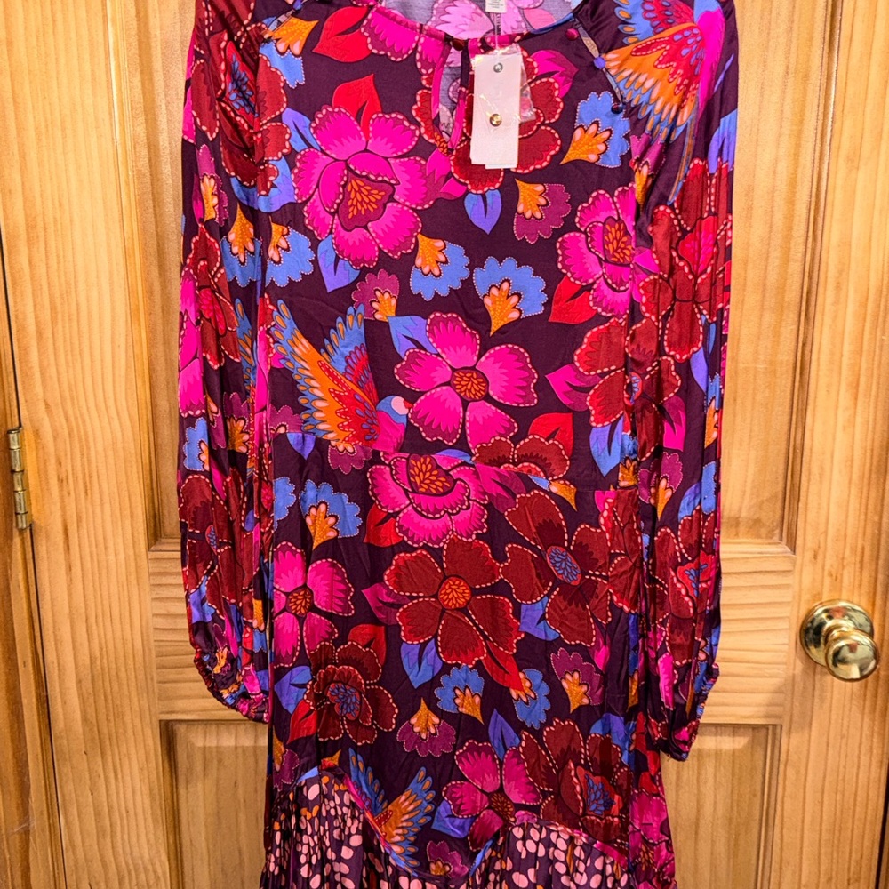 NWT Philosophy Pink and Purple Floral Midi Dress-10 - Picture 6 of 13